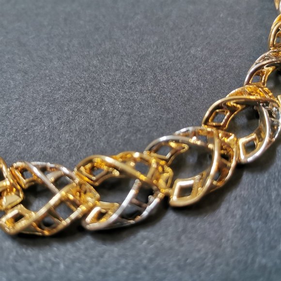 Vintage D'orlan Gold/Sliver Toned 22K Gold Plated Choker Necklace (NG-DOR01) - Picture 7 of 7